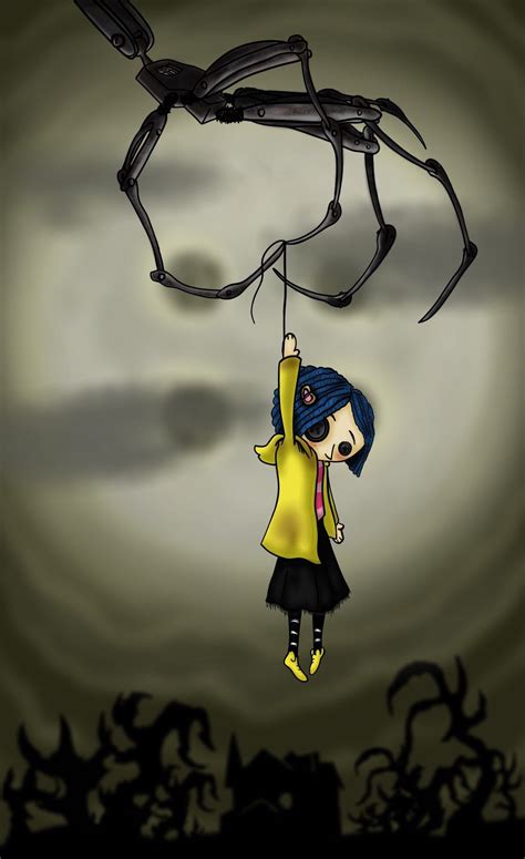Coraline Doll Dangling over the house in front of the moon. | Coraline ...