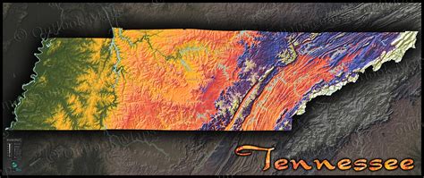 Tennessee Physical Map | Topographic with Elevation Colors