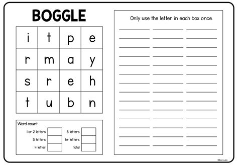 Boggle Word Game Printable Pages Printable Word Puzzle Pages - Etsy ...