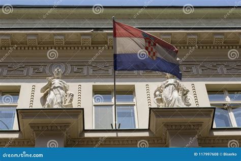 Croatian Flag at the Facade Stock Photo - Image of window, architecture: 117997608