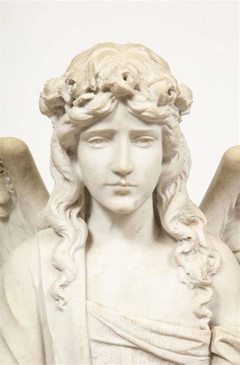 Monumental Italian White Marble Figure Sculpture of a Seated Winged ...