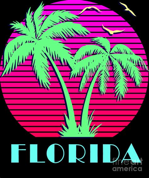 Florida Retro Palm Trees Sunset Digital Art by Filip Schpindel - Pixels