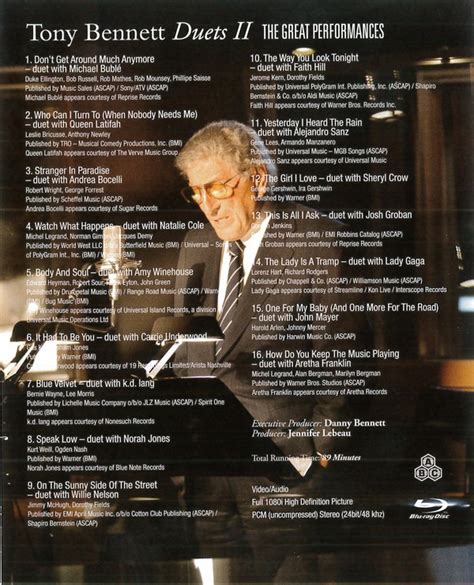 TONY BENNETT – DUETS II – America Dvd