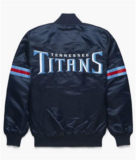 Starter Striped Satin Navy Blue Tennessee Titans Jacket - Jackets Expert