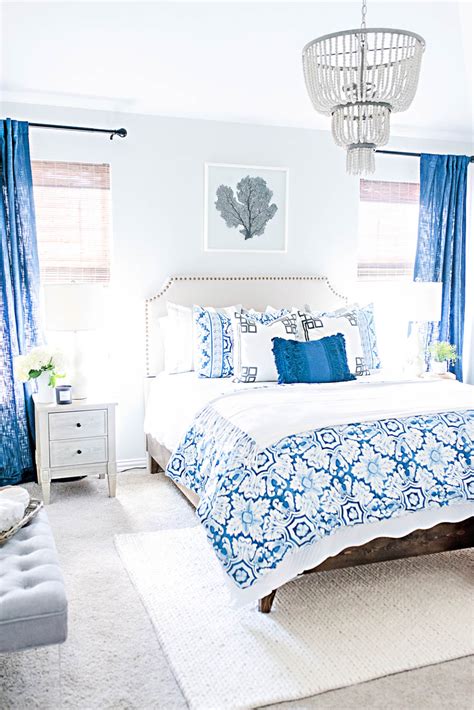 Blue and White Coastal Guest Bedroom Reveal - A Blissful Nest