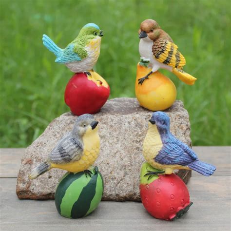 Aliexpress.com : Buy Garden Birds Statue Outdoor Artificial Bird Resin Bird 4 Pieces A Set ...