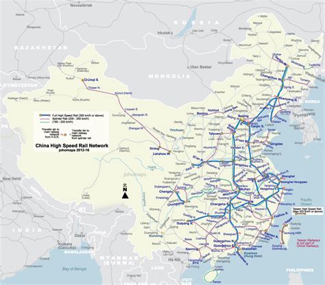 High Speed Rail Map of China - Johomaps