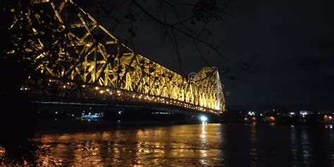 Magnificent View of Howrah Bridge Stock Image - Image of view, night ...