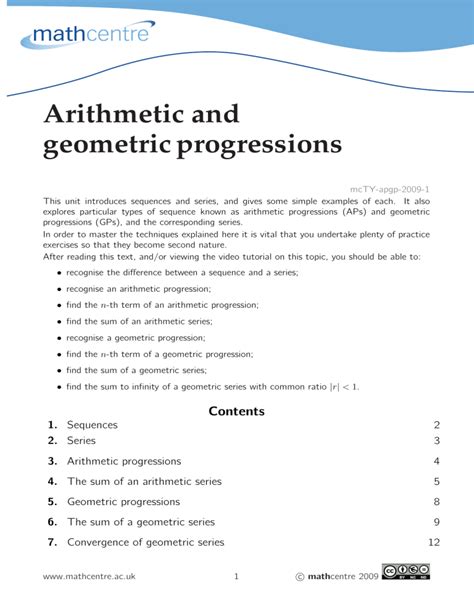 Arithmetic and geometric progressions