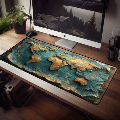 WORLD MAP DESK Mousepad Large Desk Mat Unique 3D Map Desk Decor Cute ...