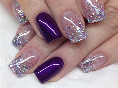 Beautiful sparkles with added purple !! | Purple nail designs, Purple ...