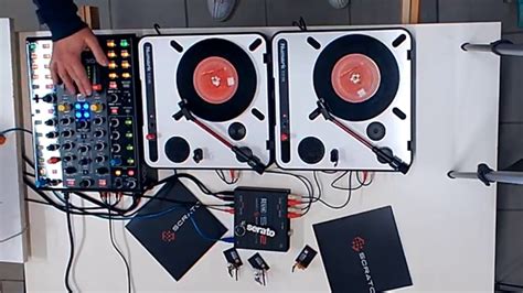 DJ "S" scratching on 2 mini PT01 Turntables and 7" timecode vinyls with Serato DVS at DJmarket ...