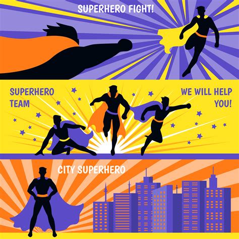 Superhero Horizontal Banners Set 484497 Vector Art at Vecteezy