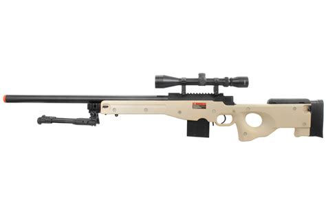 WELL L96 AWP Bolt Action Airsoft Sniper Rifle w/ Scope & Bipod - Tan ...