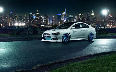 Mitsubishi Lancer Evo X White Car Tuning Wheels HD desktop wallpaper : Widescreen : High ...