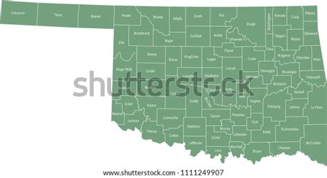 Oklahoma County Map Vector Outline Green Stock Vector (Royalty Free ...