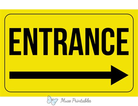 Printable Entrance Right Arrow Sign