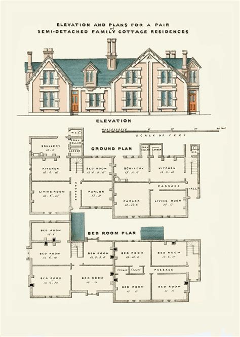 Architectural Print English Cottage Architecture Plans and - Etsy UK