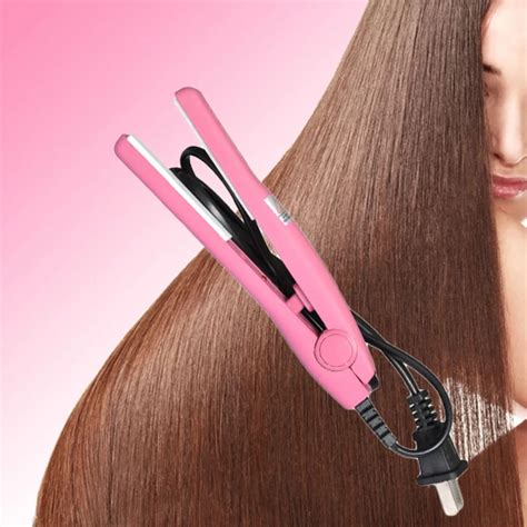 Professional Mini hair straightener Iron Pink Ceramic Electronic Hairs Straightening styling ...