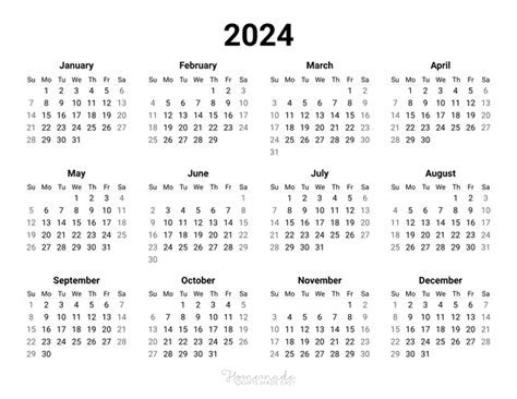 2024 Year Calendar - Berna Cecilia