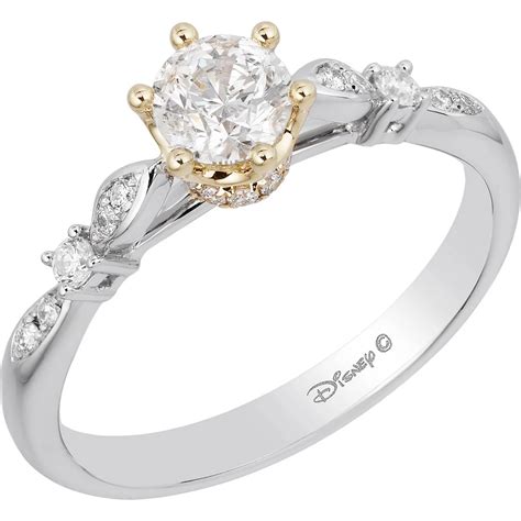 Disney Enchanted 14k Two Tone Gold 5/8 Ctw Diamond Princess Bridal Ring, Size 7 | Engagement ...