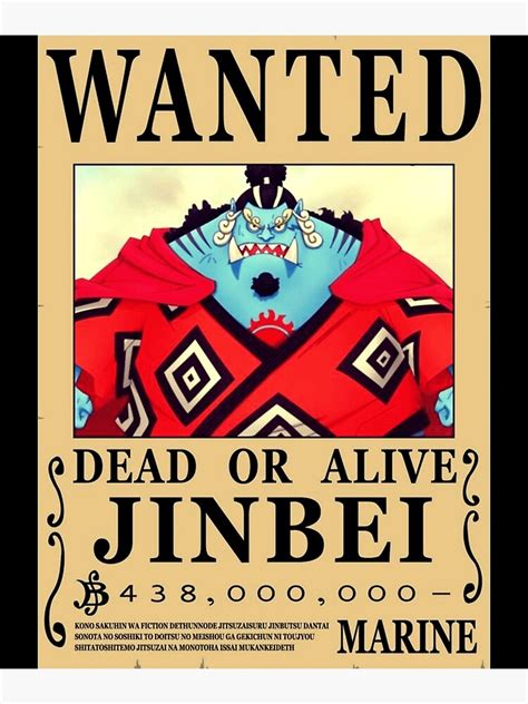 "One Piece Wanted Poster Bounty Jinbei Poster" Canvas Print for Sale by ...