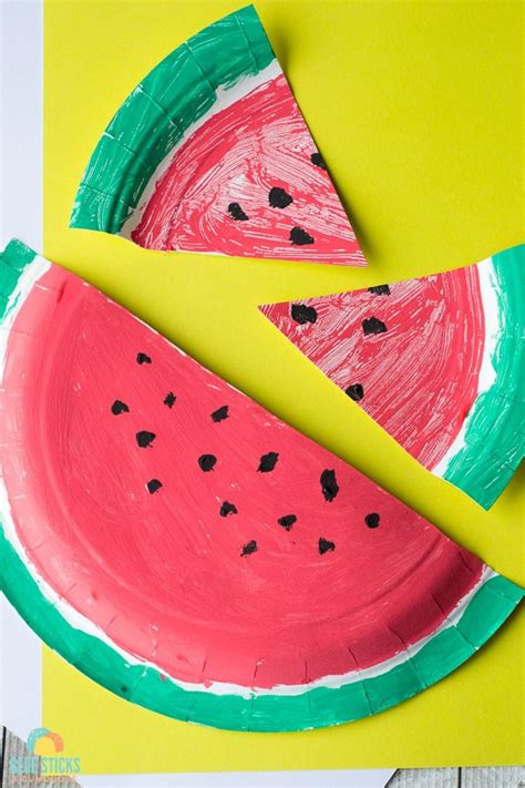 Watermelon Paper Plate Craft - The Surprise Garden - Glue Sticks and ...