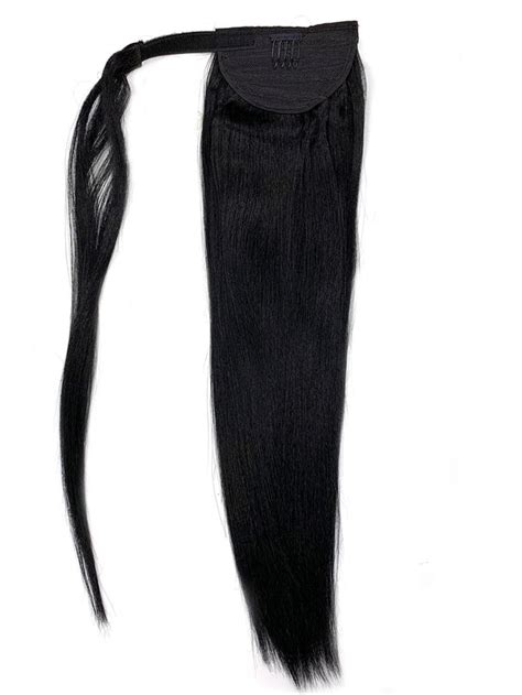 Wrap Around 100% Human Hair Ponytail in Yaki Perm Straight 22" - Hairesthetic