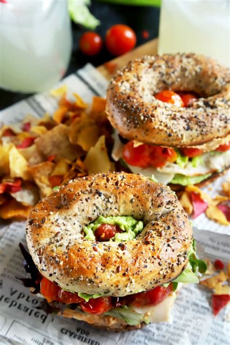 Everything Avocado Turkey Bagel Sandwiches Recipe - Food Fanatic