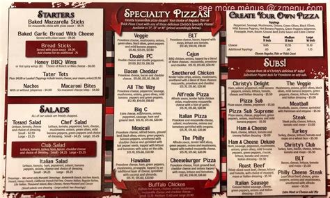 Menu at Christy’s Pizza pizzeria, Newark