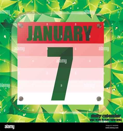 January 7 icon. Calendar date for planning important day with green ...