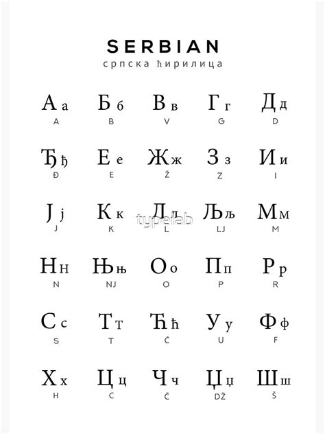 "Serbian Alphabet Chart, Serbian Cyrillic Language Chart, White" Sticker for Sale by typelab ...