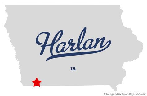 Map of Harlan, Page County, IA, Iowa