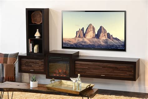 Floating TV Stand With Fireplace - ECO GEO Espresso | Fireplace tv ...