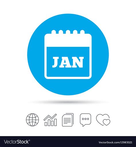 Calendar sign icon january month symbol Royalty Free Vector