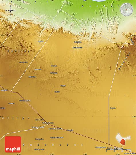 Physical Map of Hargeysa