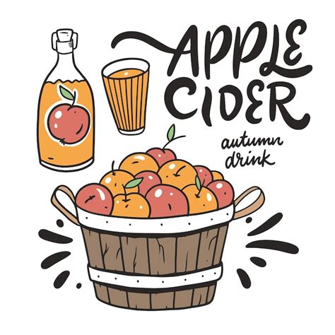 Premium Vector | Apple cider autumn drink with apples