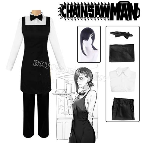 Anime Motosierra Hombre Higashiyama Kobeni Cosplay Disfraz Peluca Negro Mesero Uniforme Vestido ...