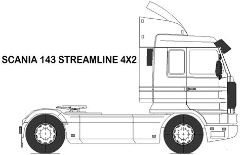 Scania 143 Streamline 4x2 Heavy Truck blueprints free - Outlines