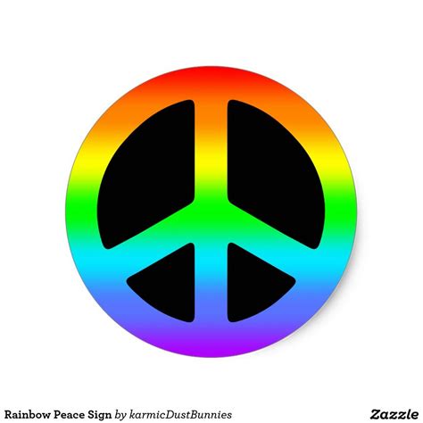 Rainbow Peace Sign Classic Round Sticker | Zazzle.com | Rainbow peace, Painted rocks diy, Peace