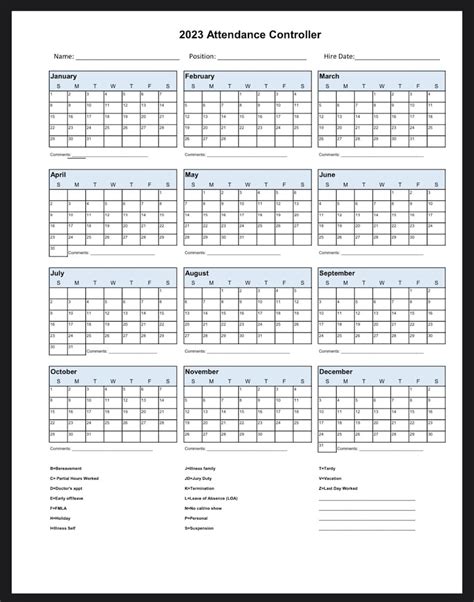 Free Printable 2024 Employee Attendance Calendar Pdf Free Download Word - 2024 Printable Calendar