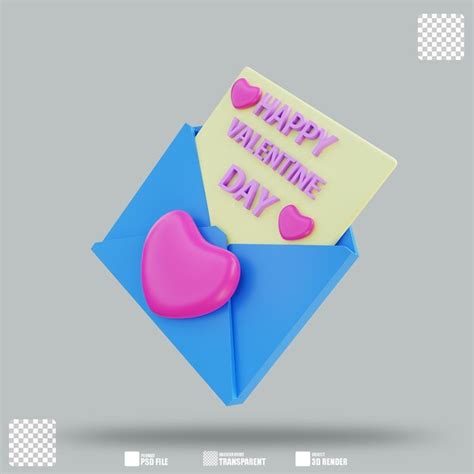 Premium PSD | 3d illustration love letter 3