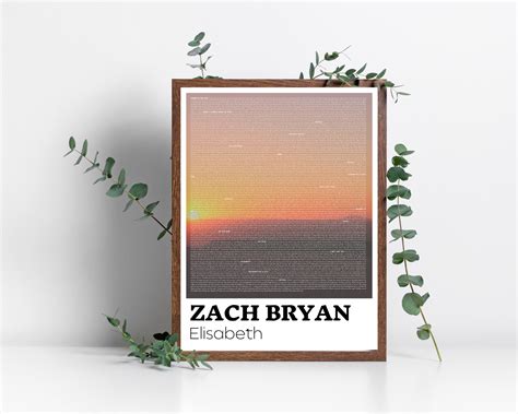 Zach Bryan Elisabeth Album Full Album Lyrics Poster Instant Download ...