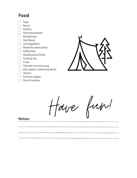 Camping Checklist - Etsy