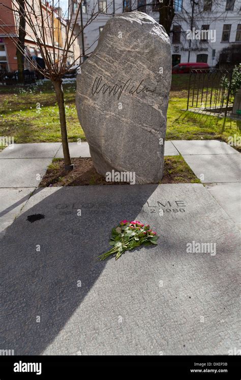 Stockholm, Sweden - Olof Palme grave at Adolf Fredriks Kyrka (Adolf Fredriks church), Norrmalam ...