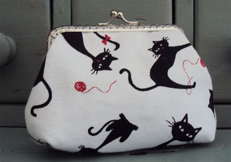 cat design fashion kawaii Black cat purse, cat coin purse, cat lovers ...