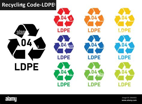 LDPE plastic recycling code icon set. Mobius Strip plastic recycling symbols 04 LDPE. Plastic ...