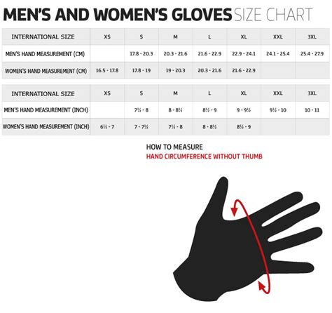 ALPINESTARS GLOVES SIZE CHART