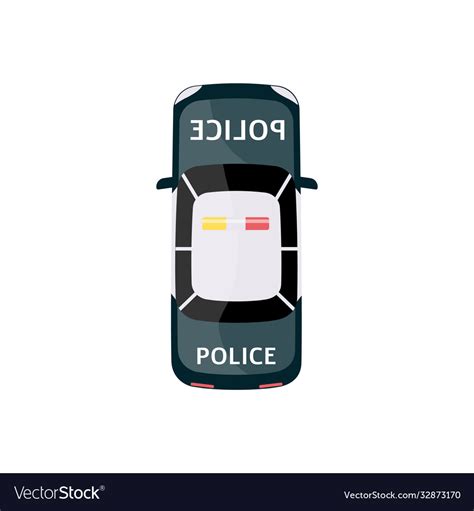 Police car from top view isolated cartoon drawing Vector Image