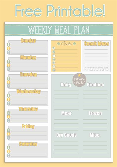 Free Printables Weekly Meal Planner Grocery List Free Meal Planner ...